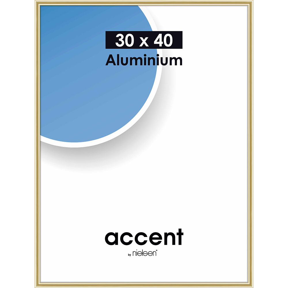 Aluminiumsbilderamme Accent 30x40 cm | Gull, glanset | Vanlig glasss