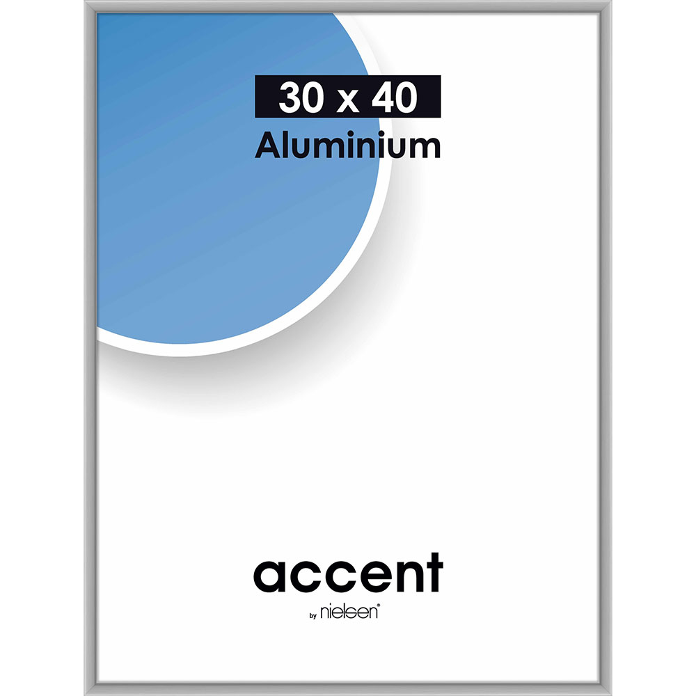 Aluminiumsbilderamme Accent 30x40 cm | Matt sølv | Vanlig glasss