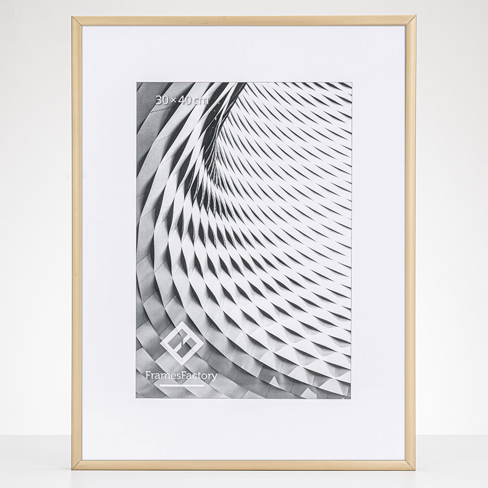 Aluminiumsbilderamme Amelia 50x70 cm | Gull matt | Kunstglass