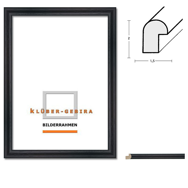 Treramme Valladolid 20x30 cm | Rundstav svart | Vanlig glasss