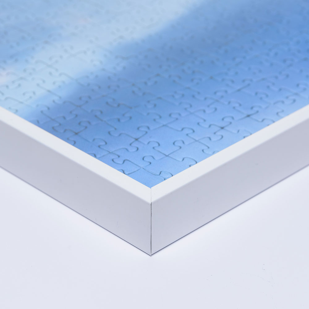 Puslespillramme i aluminium for 5000 deler 101x153 cm | Hvit RAL 9016 | 1,5 mm Kunstglass