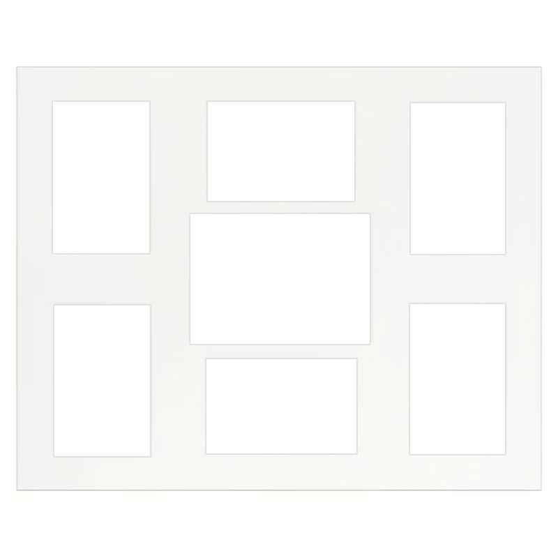 Galleri-passepartout 2,5 mm, utvendig format 40x50 1) 40x50 cm (6x 10x15 / 1x 13x18) | Lys hvit