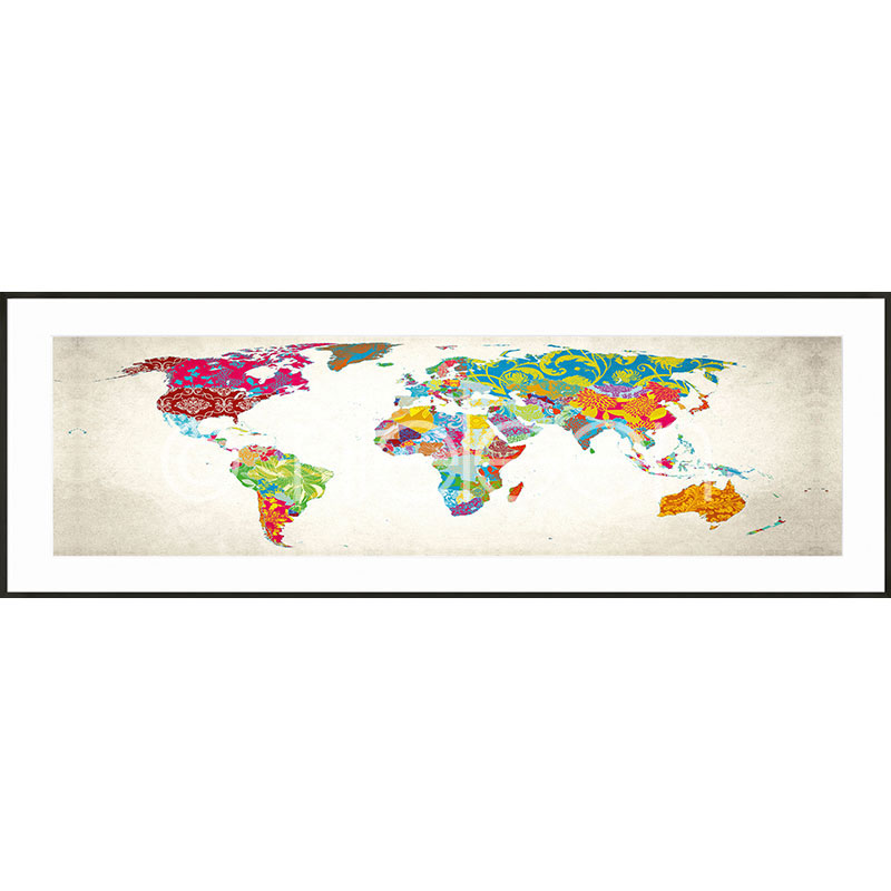 Fargerikt verdenskart med ramme